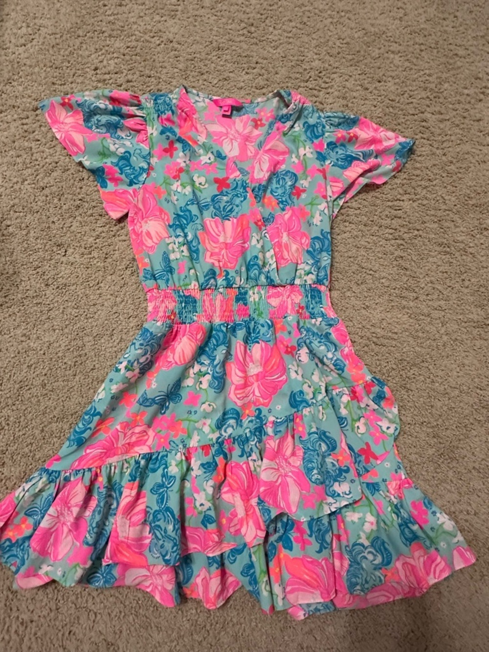 Lilly Pulitzer Maryann Surf Blue Luscious Lions Fit Flare Dress